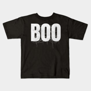 Letters Write The Word Boo With Spider Web On Halloween Kids T-Shirt